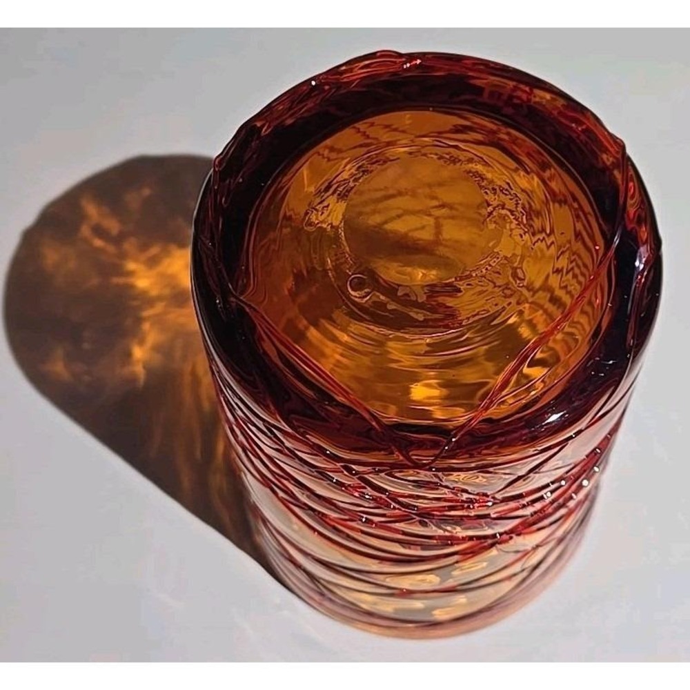 Vintage 1980s Murano Style Hand Blown‎ Threaded Art Glass Vase MCM - Picture 3 of 3